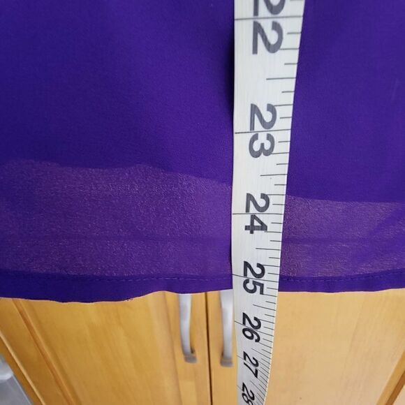 Worthington Long Sleeve Button Front Blouse Purple Size Petite Medium - Picture 7 of 13